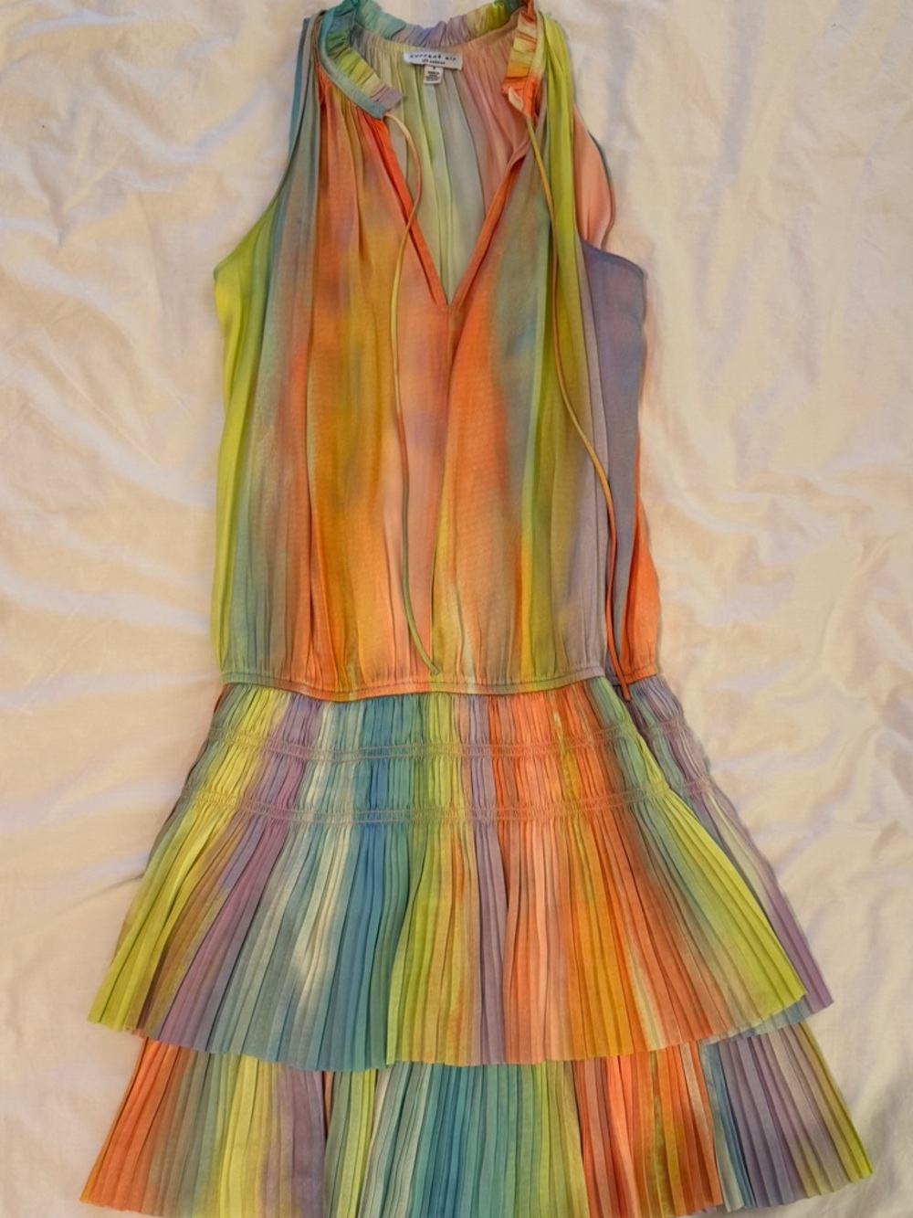 Current Air Pastel Multi-Stripe Pleated Dress